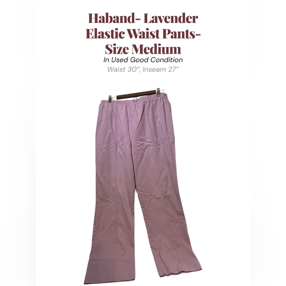 Haband Lavender Elastic Waist Pants Size M 30x27 Casual Comfort Pull On